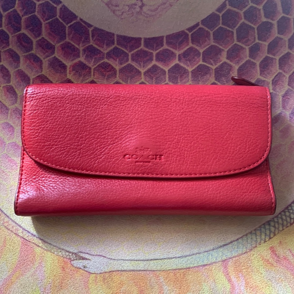 Beautiful red leather COACH wallet